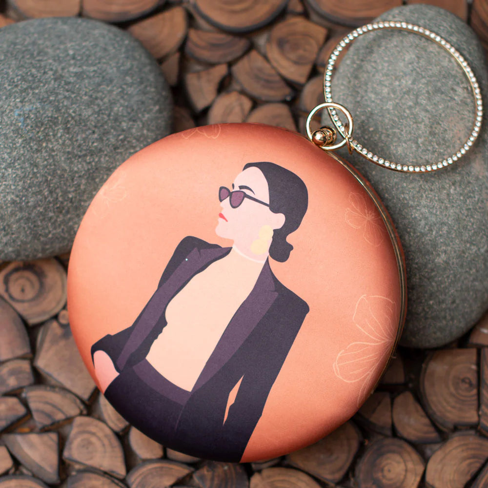 Enchanting Elegance Round Printed Clutch