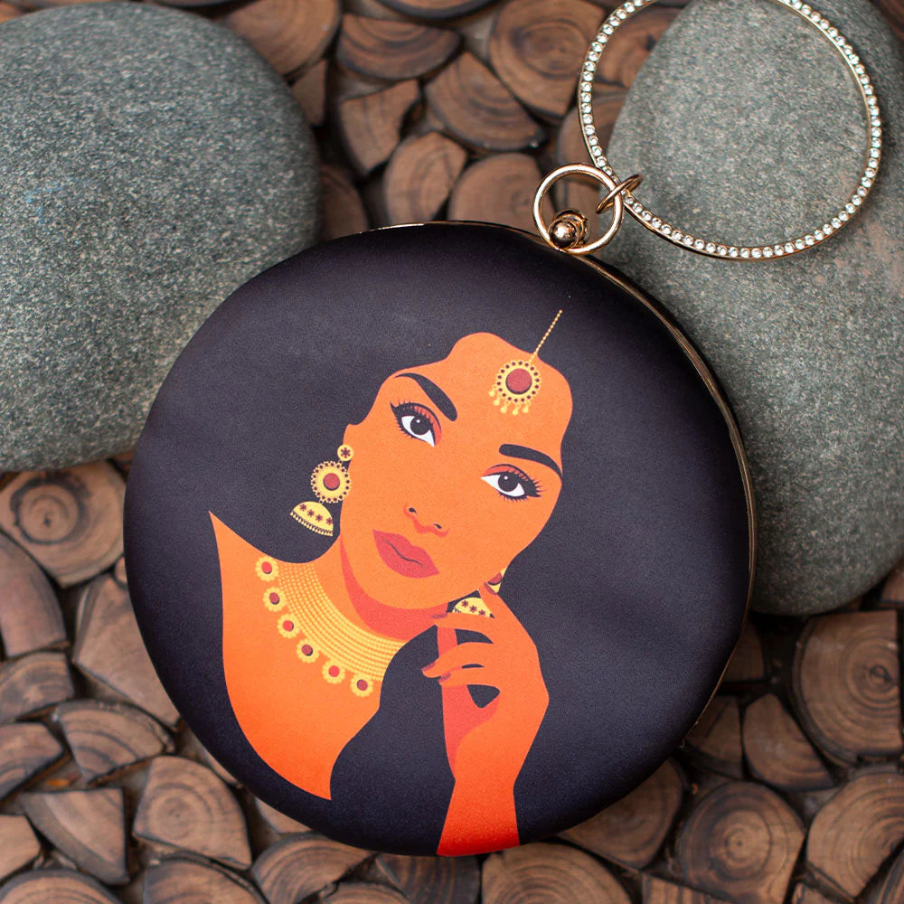 Dazzling Diva Printed Round Clutch