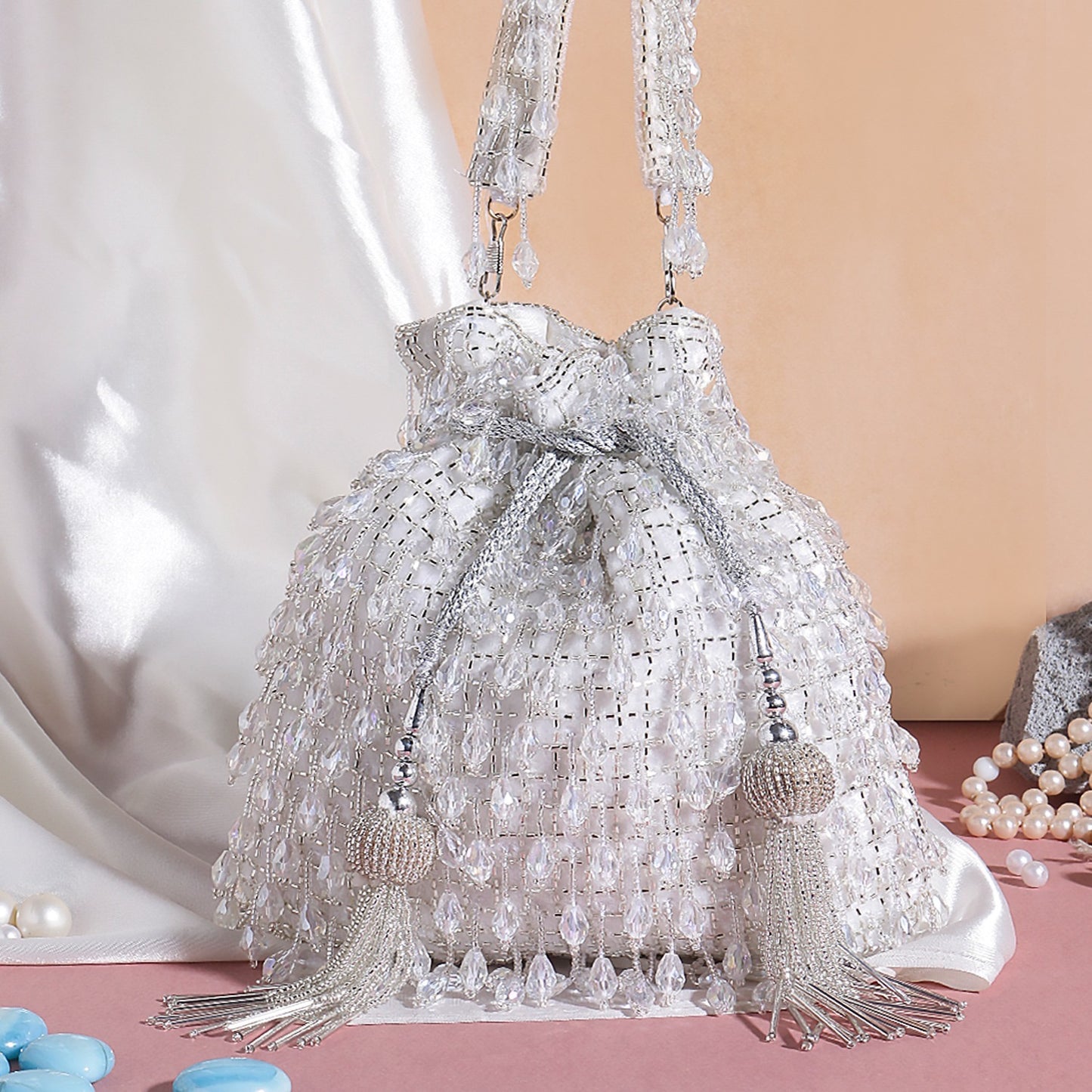 Designer Heavy Potli with Crystal Hangings