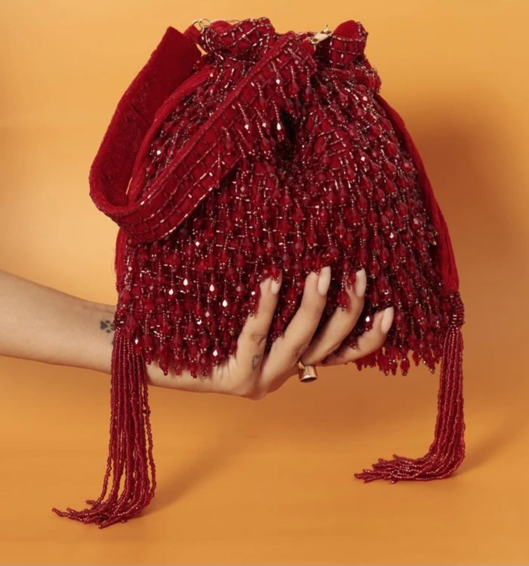 Designer Heavy Potli with Crystal Hangings