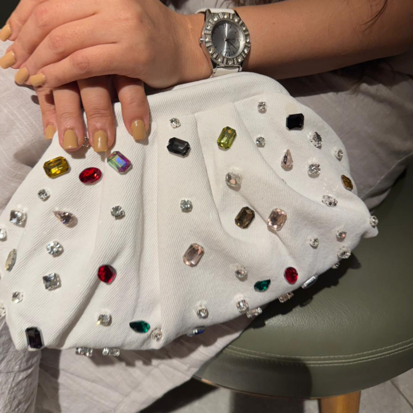 Aurora Glow Denim Clutch