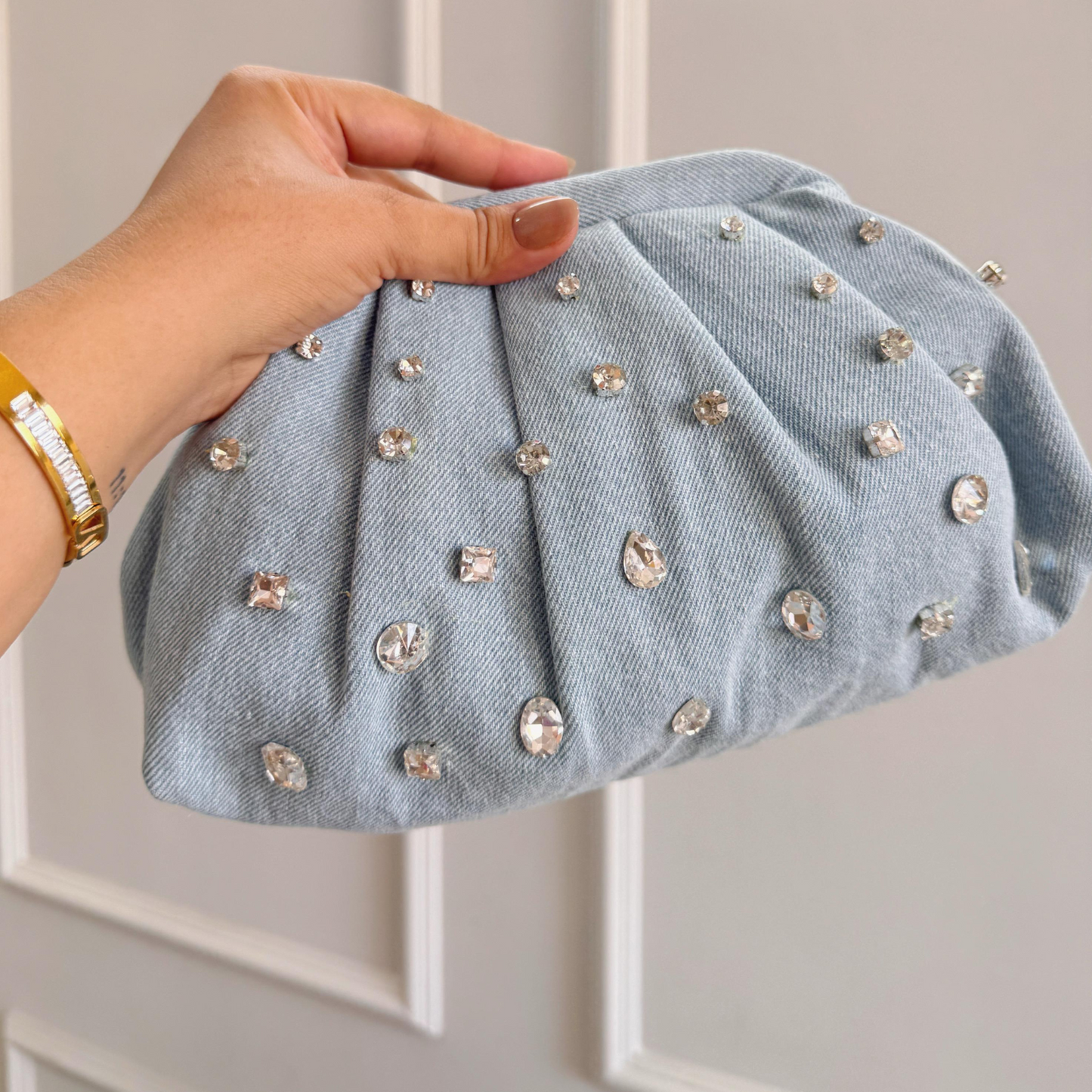 Icy Chic Denim Clutch