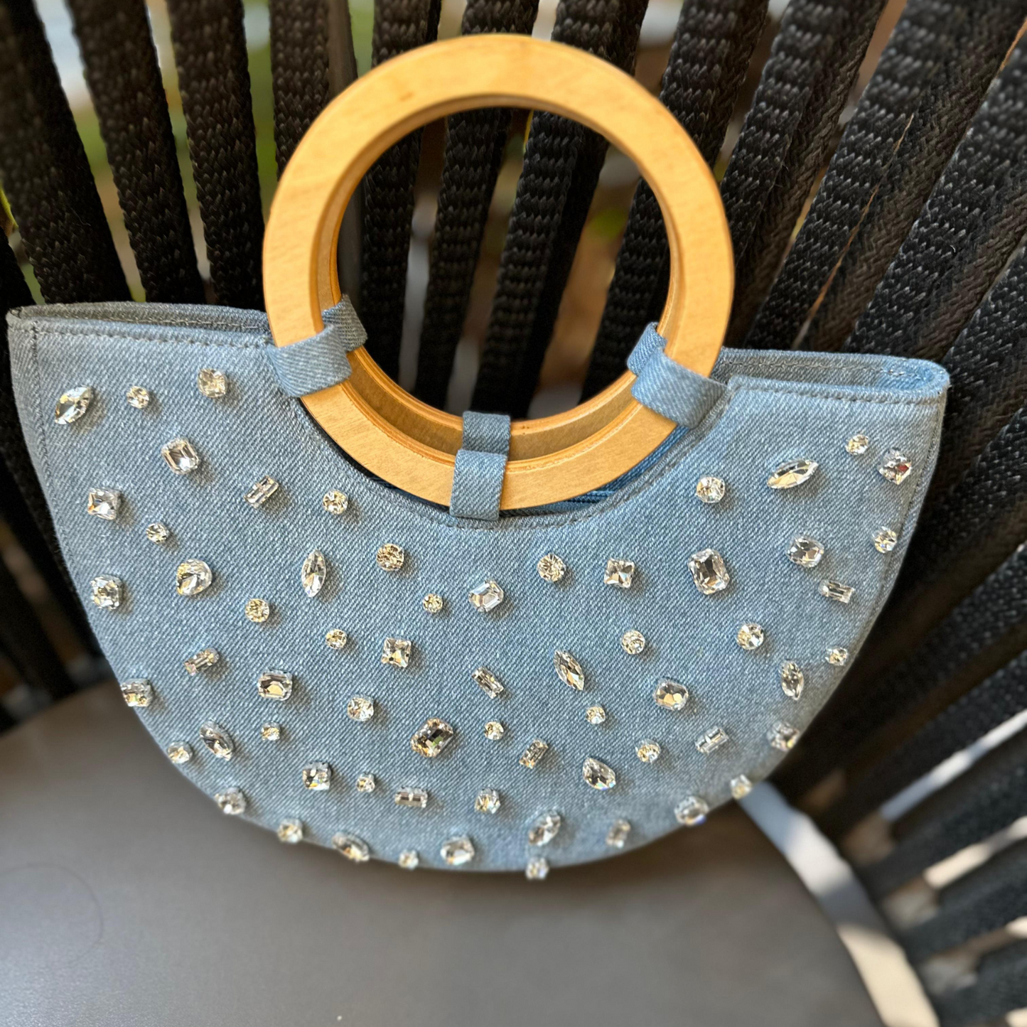 Sky Sparkle Denim Clutch