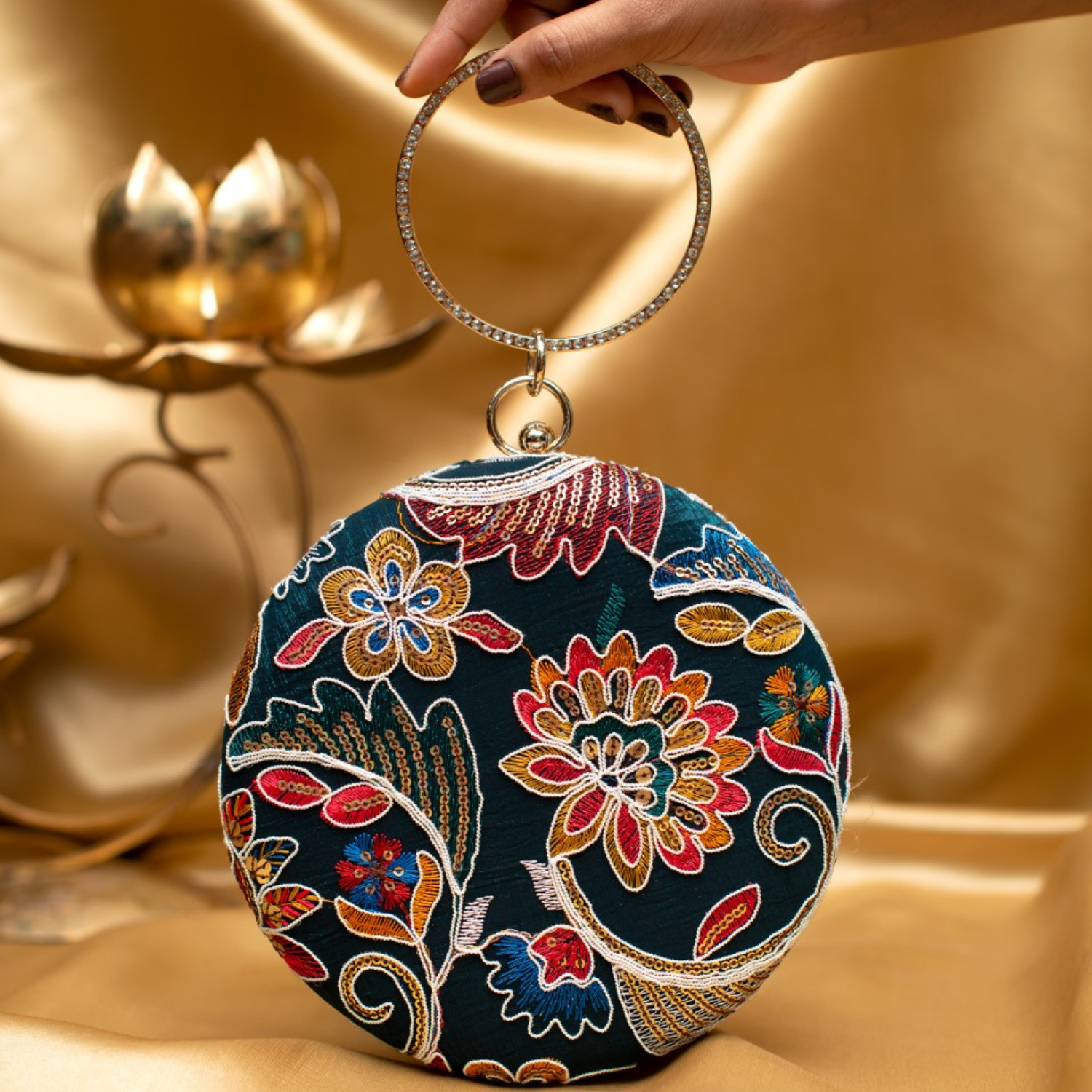 Ivory Garden Embroidered Ethnic Clutches