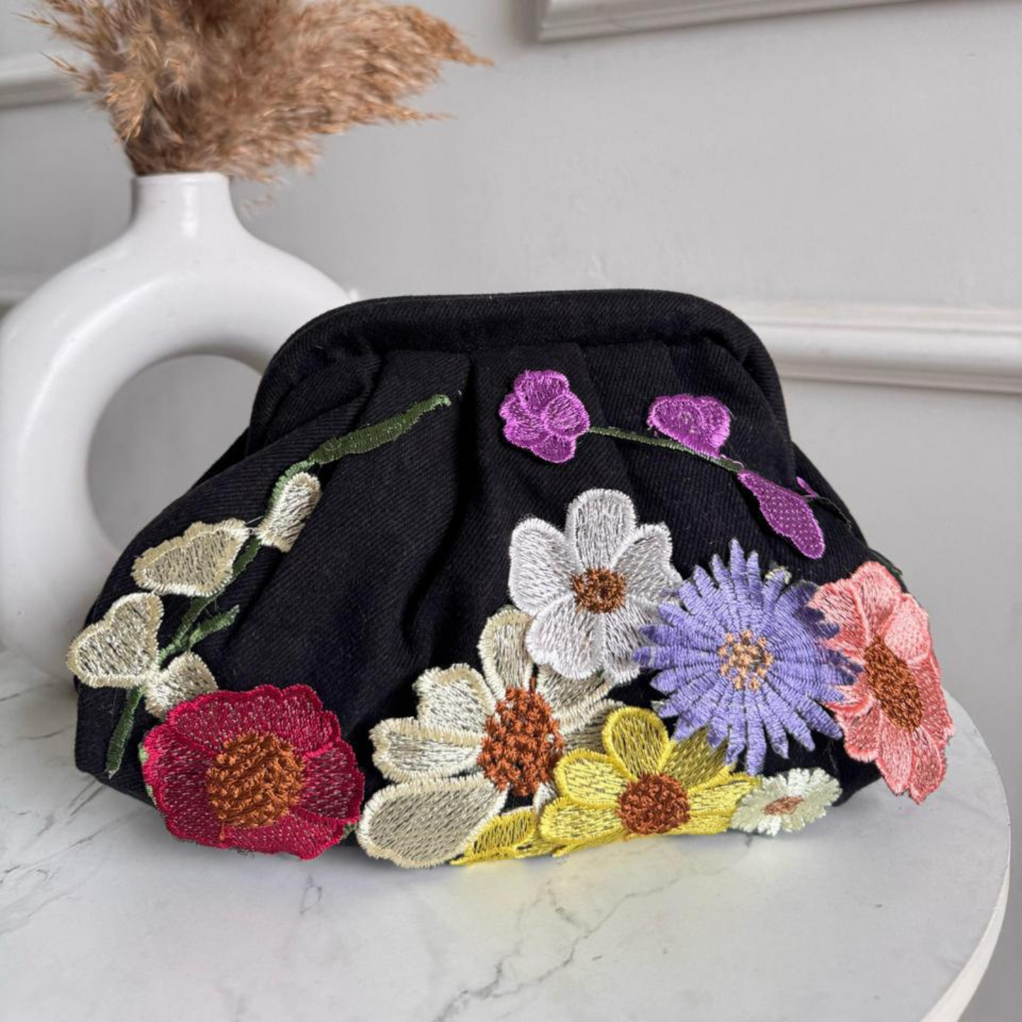 Midnight Garden Denim Clutch
