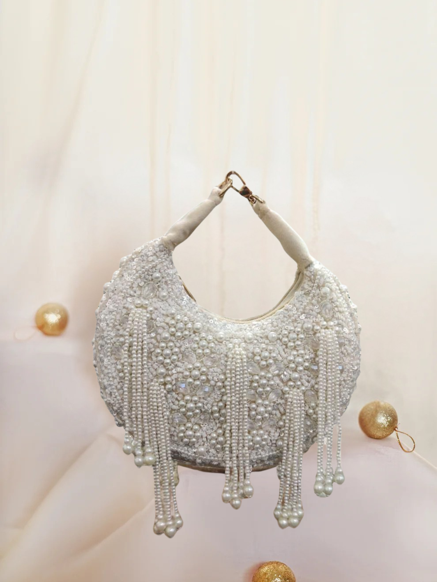 Moon Pearl Drape Clutch