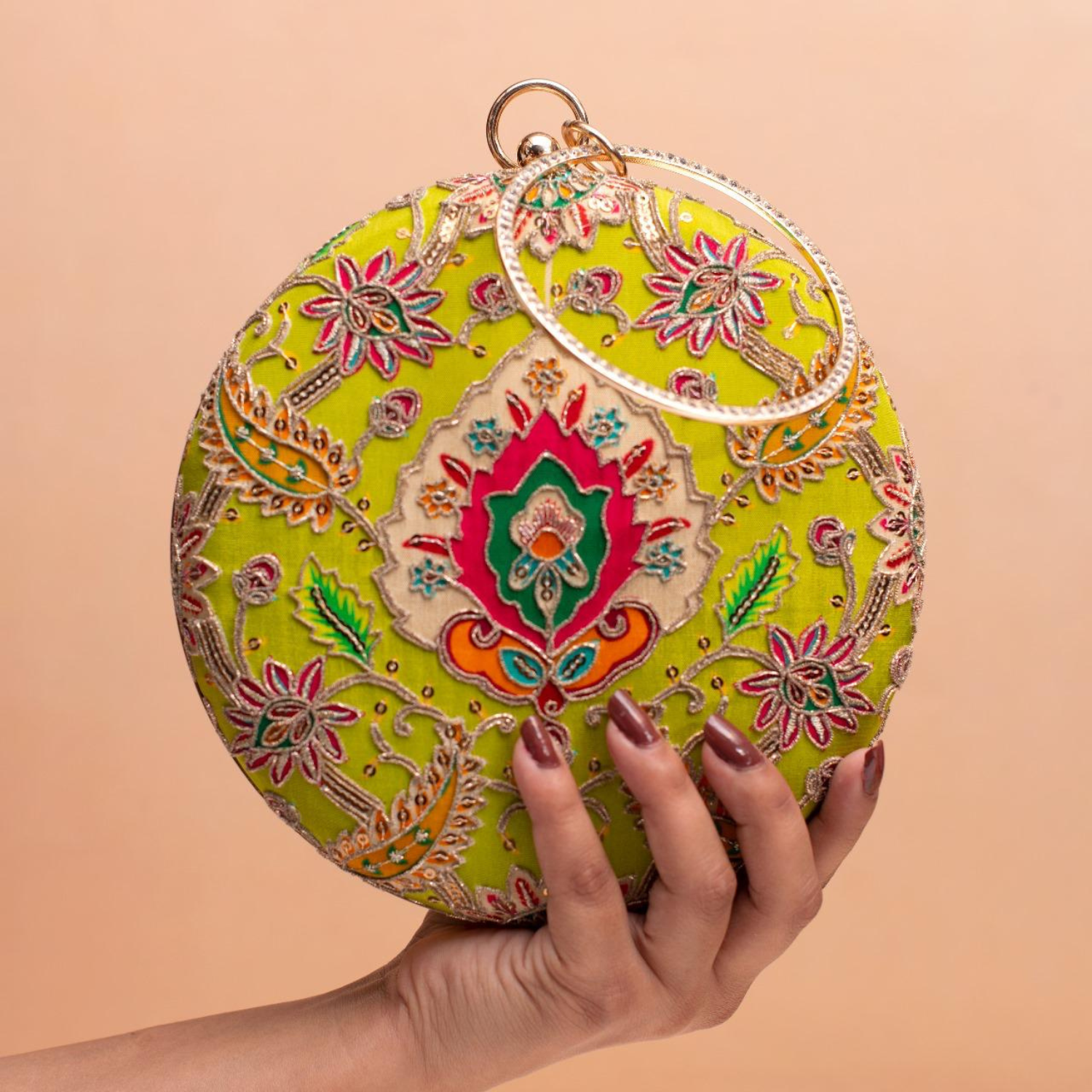 Regalia Embroidered Ring Clutch