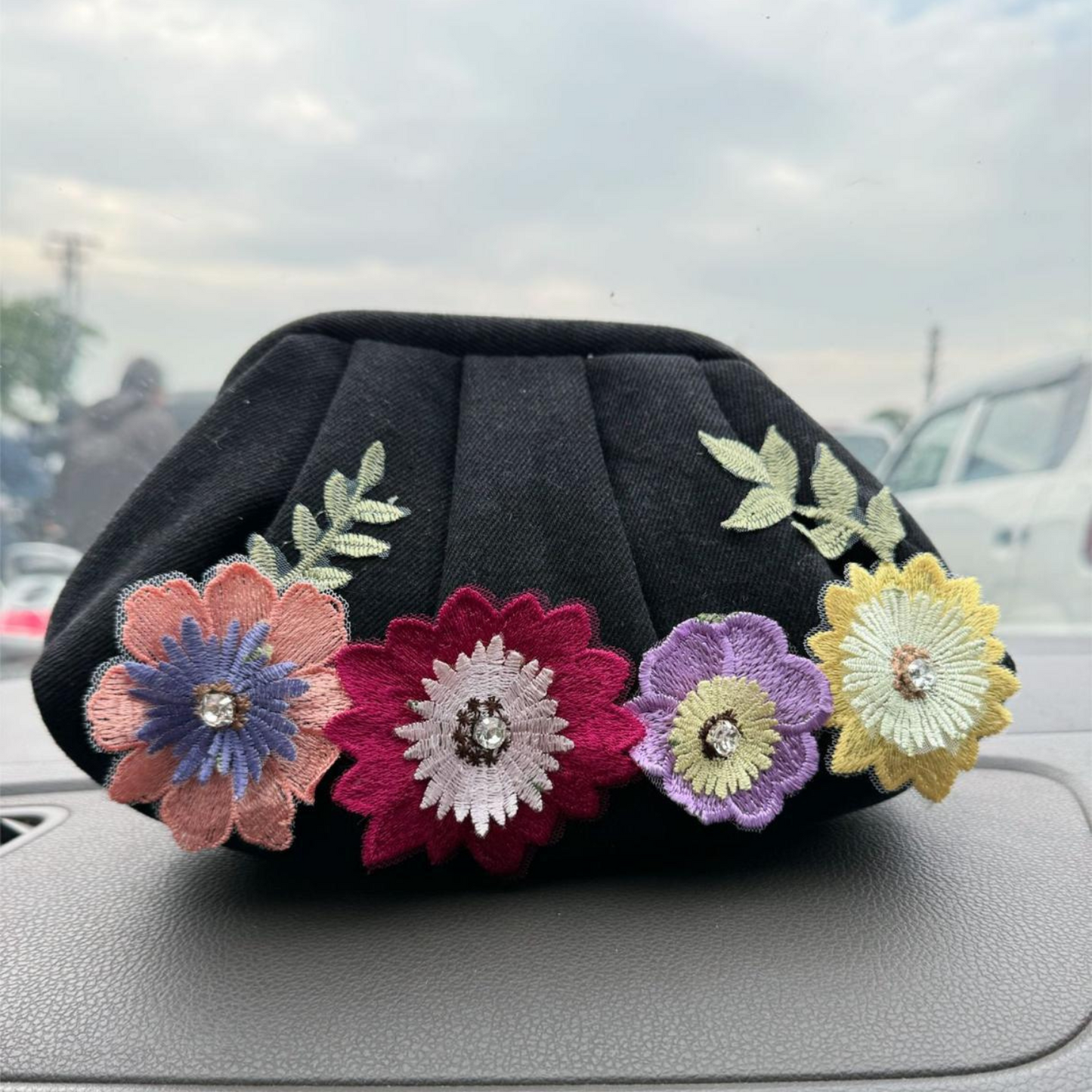 Thread & Petal Denim Clutch