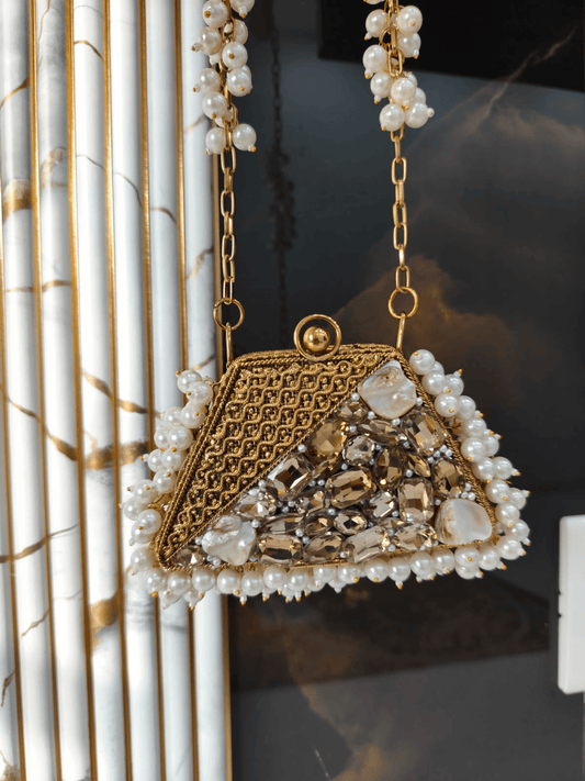 Crystal Pearl Triangle Mini Bag