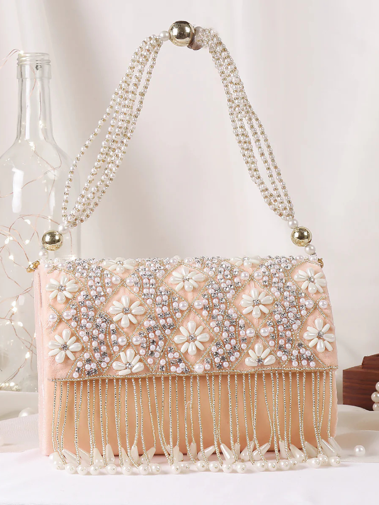 Pearl Garland Flap Clutch