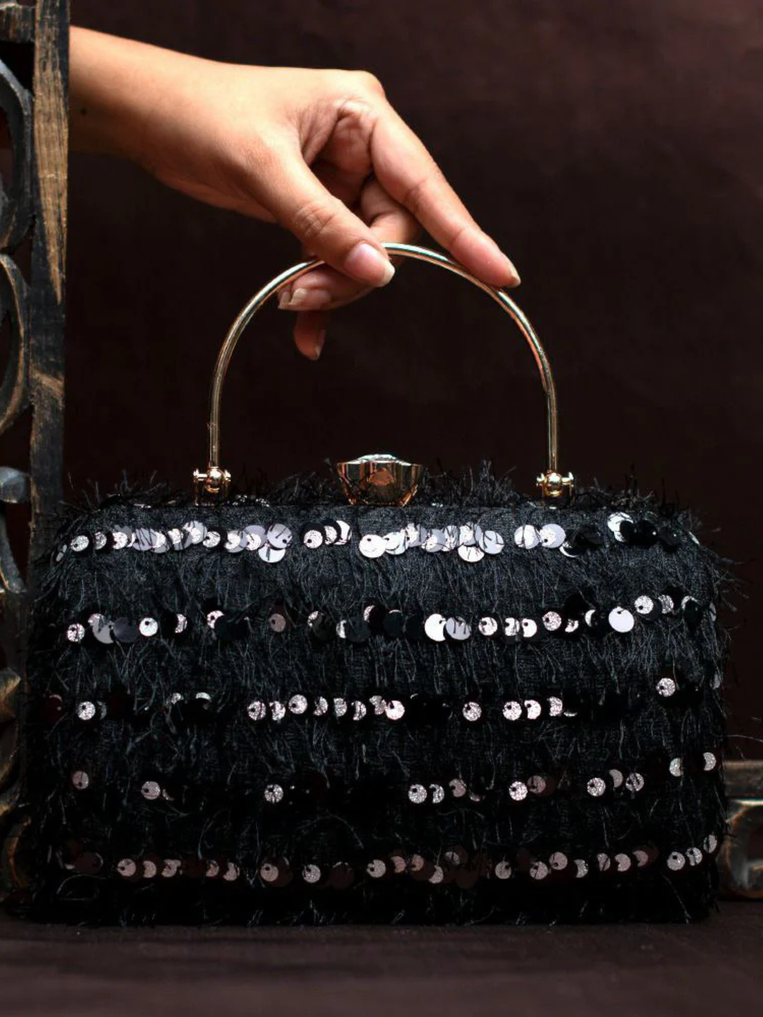 Sequins Fabric Party Clutch