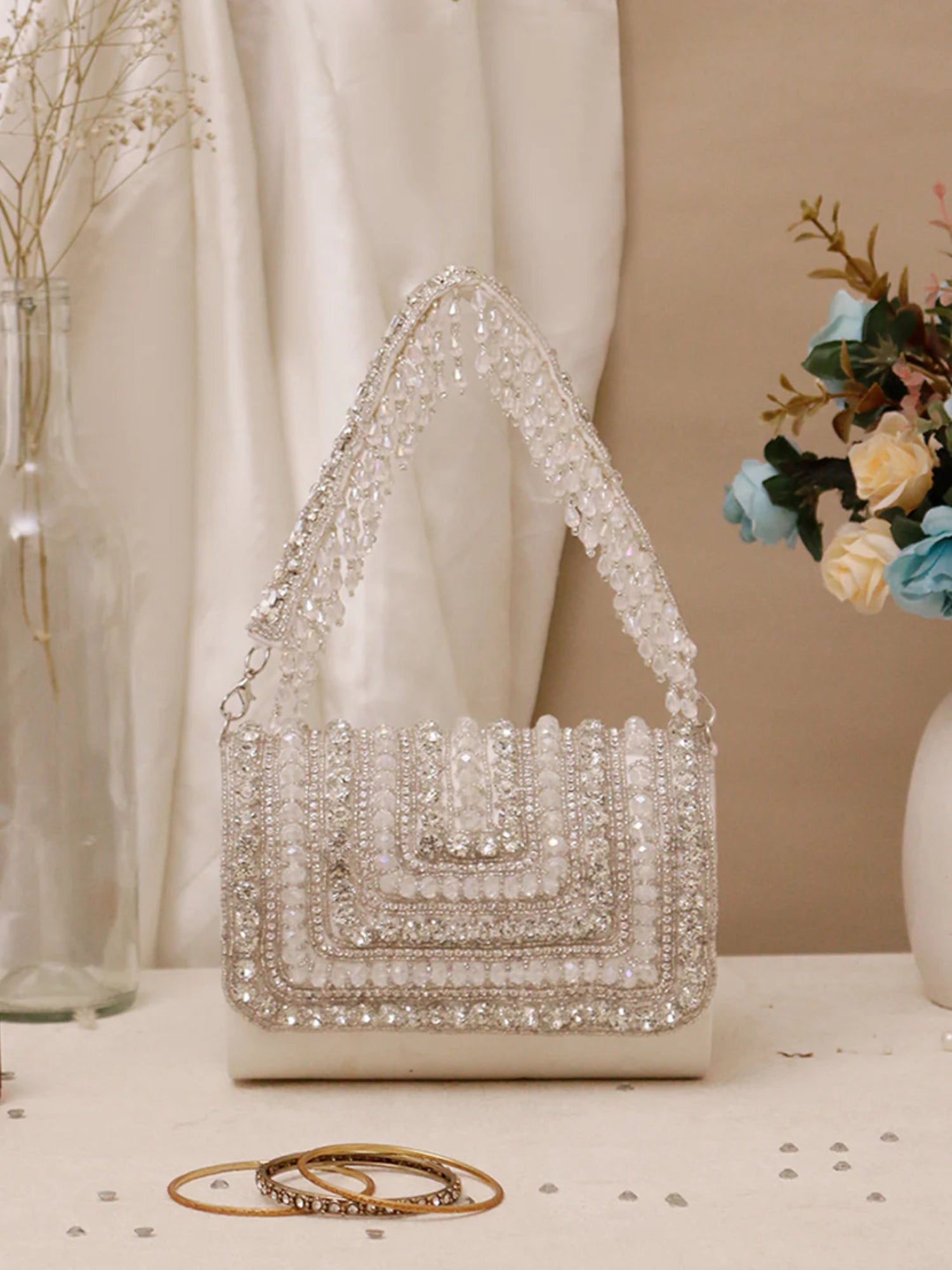 Luxe Drizzle Big Crystal Clutch