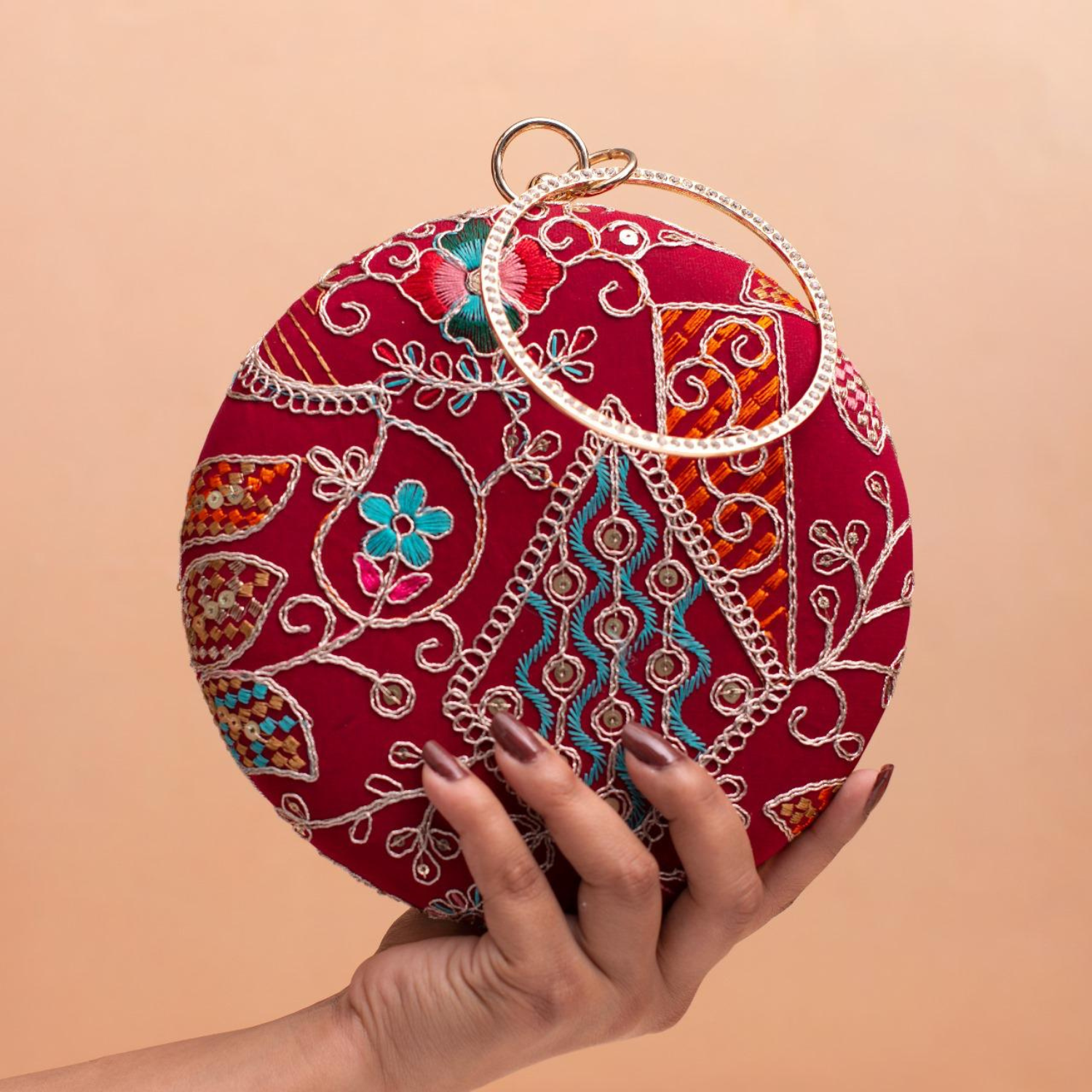 Regalia Embroidered Ring Clutch