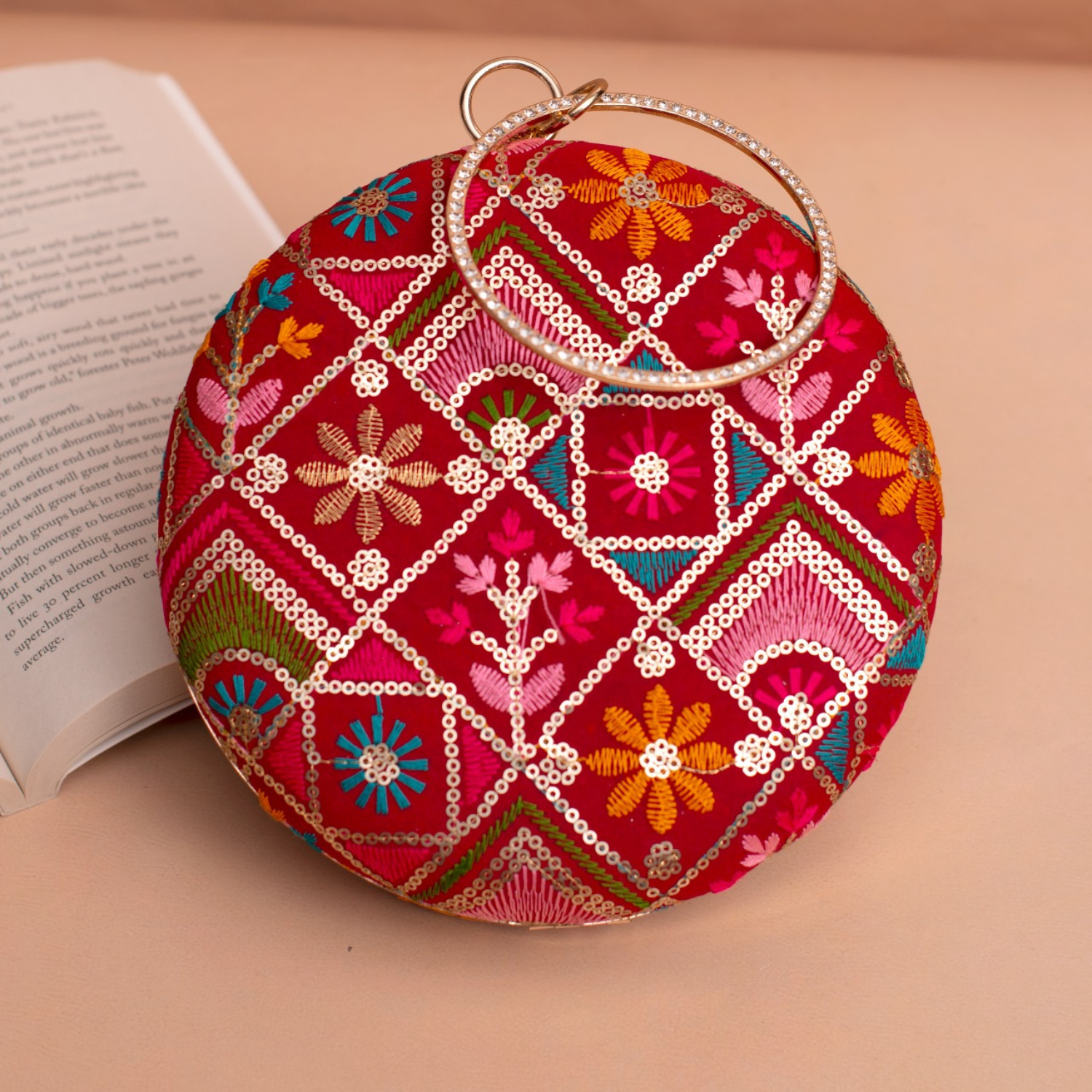 Regalia Embroidered Ring Clutch