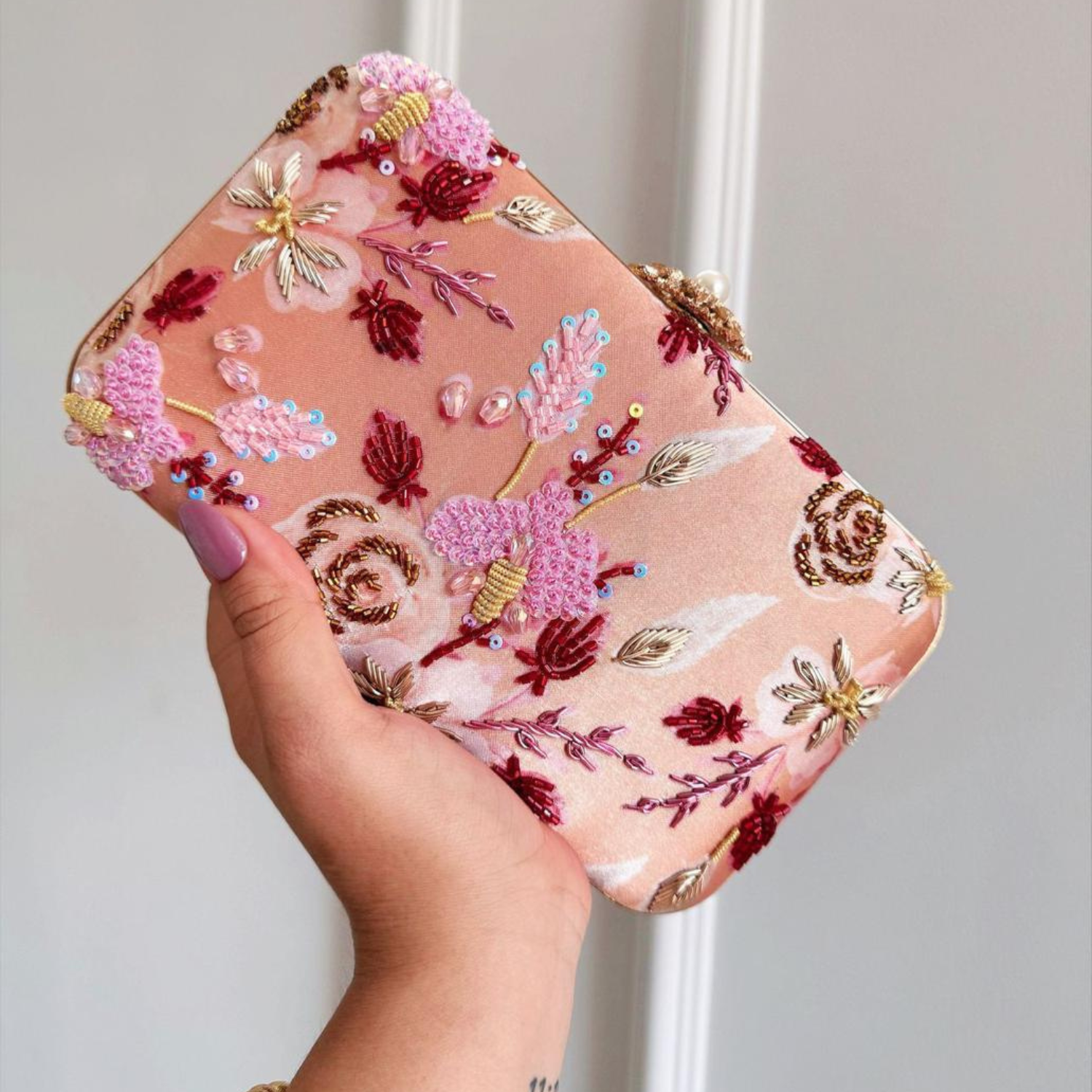 Floral Whimsy Embellished Clutch