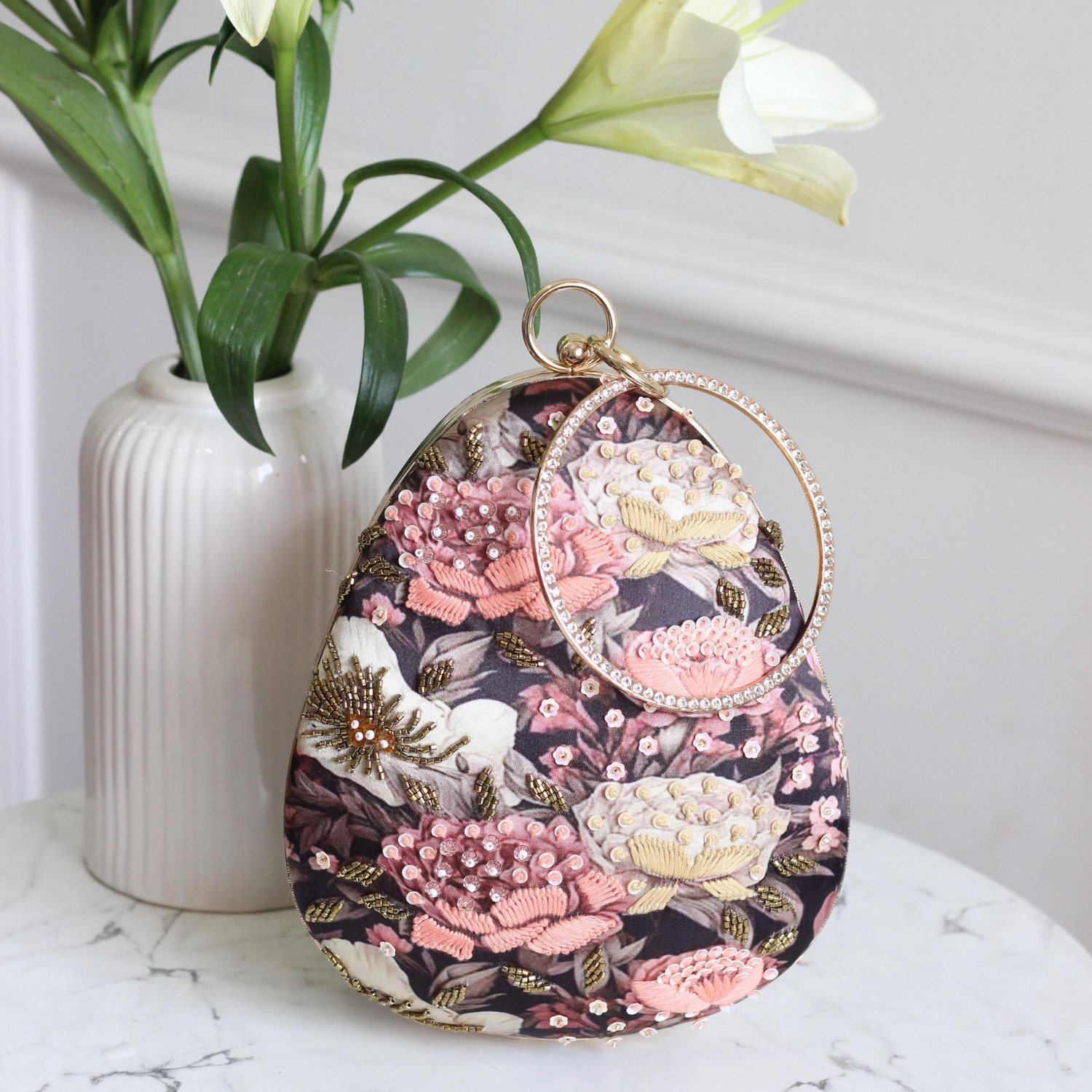 Mehek Charm Embroidered Clutch