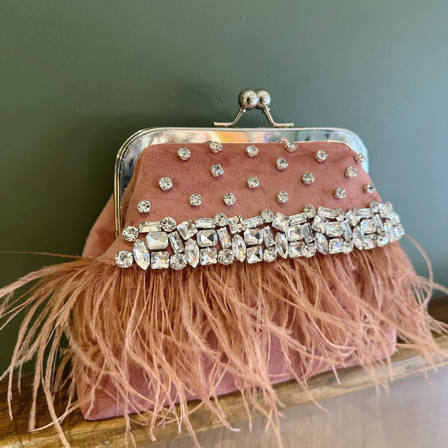 Rosé Flame Feather Clutch