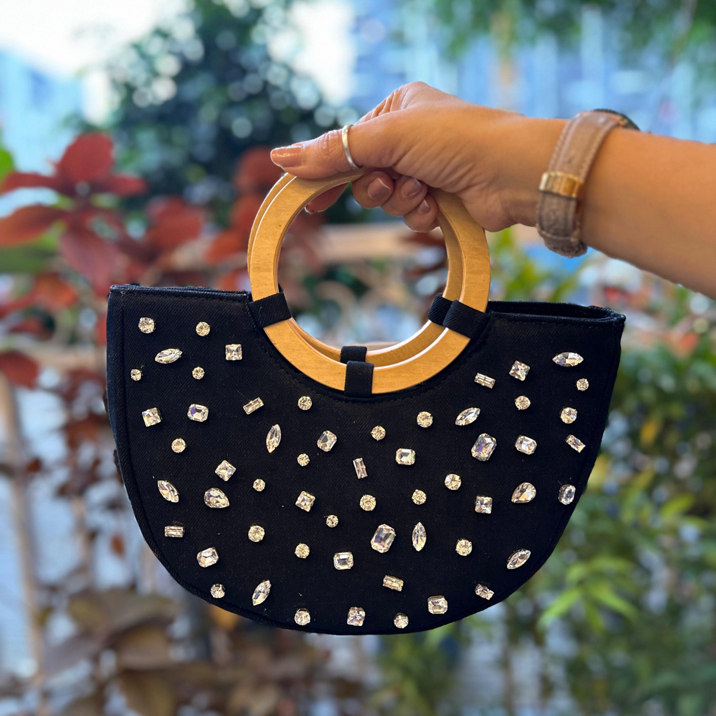 Midnight Glam Denim Clutch