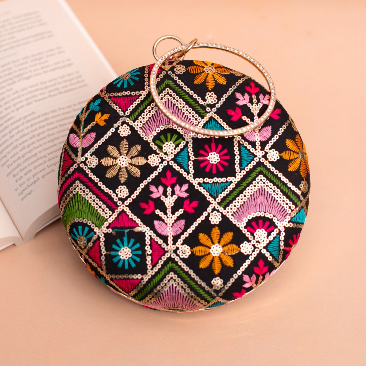 Regalia Embroidered Ring Clutch