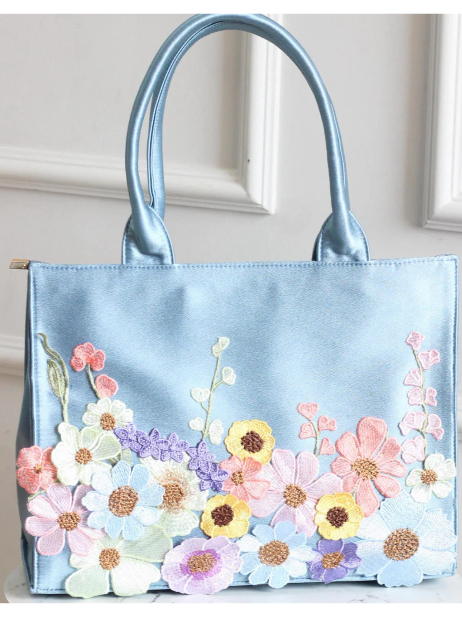 Powder Blue Bloom Tote Bag