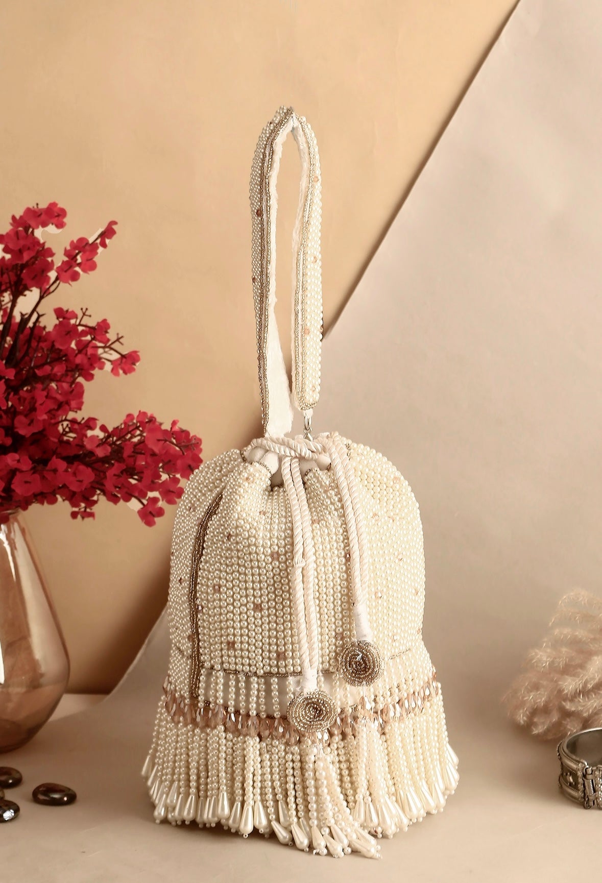 Heavy Beaded Pearl Potli