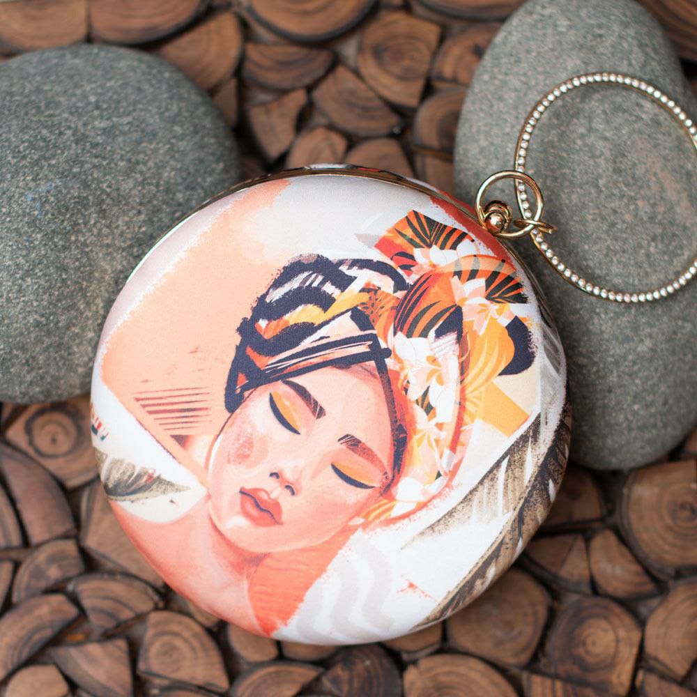 Floral Women Printed Round Clutch