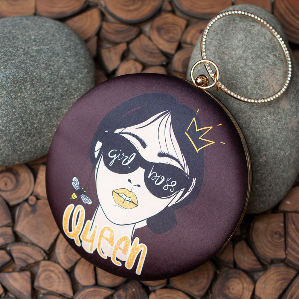 Glasses Fascination Round Printed Clutch