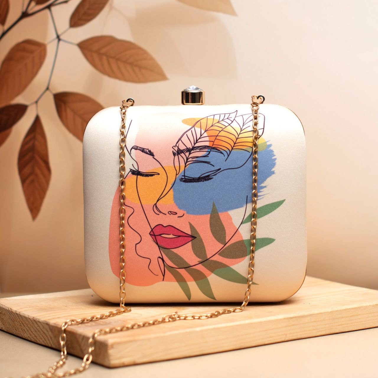 Art Face Printed Clutch