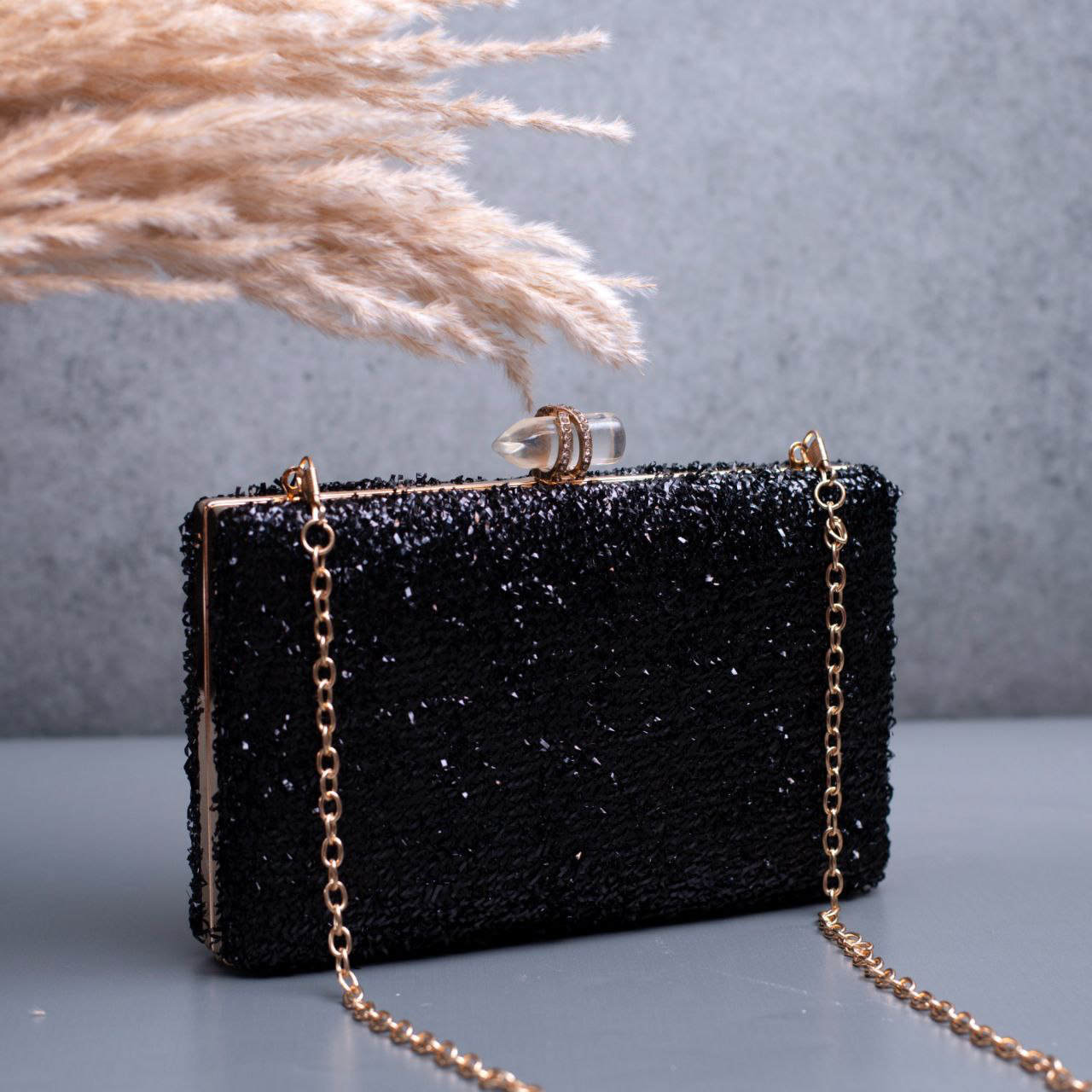 Black Sequins Clutch