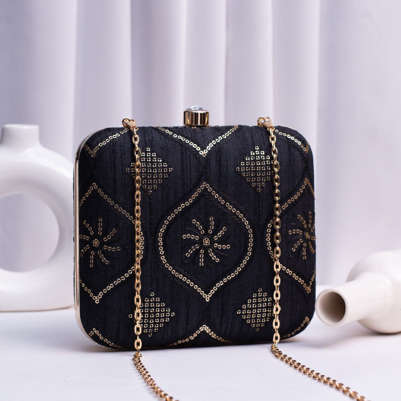 Black Sequins Party Clutch