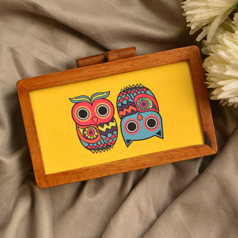 Chumbak Wooden Printed Clutch