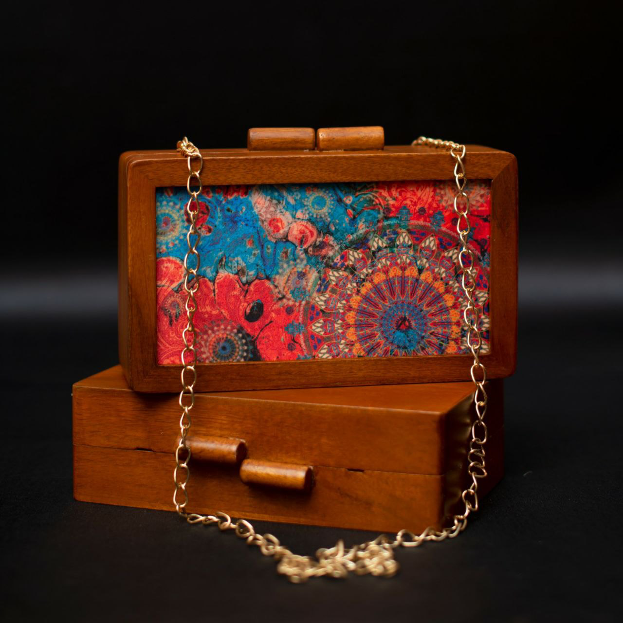 Colourful Mandala Wooden Printed Clutch