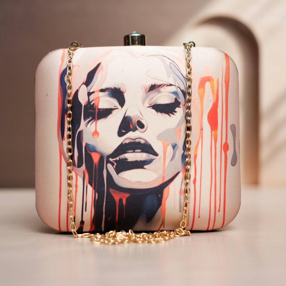 Face Paint Printed Clutch