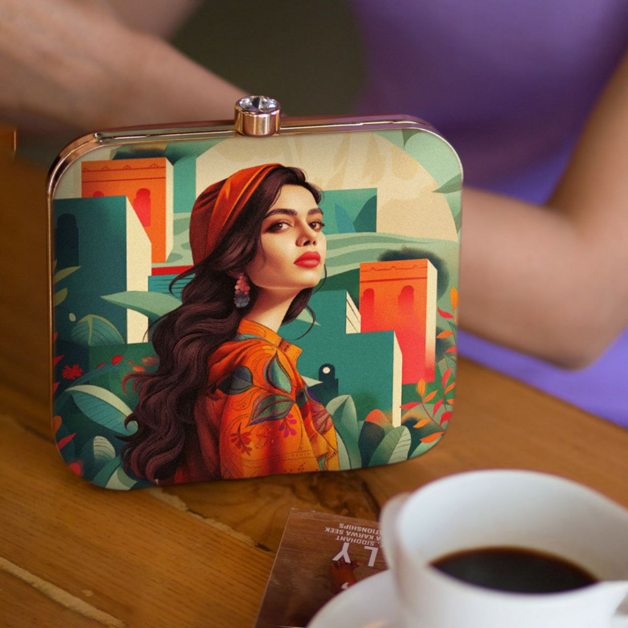 Girl Face Printed Clutch