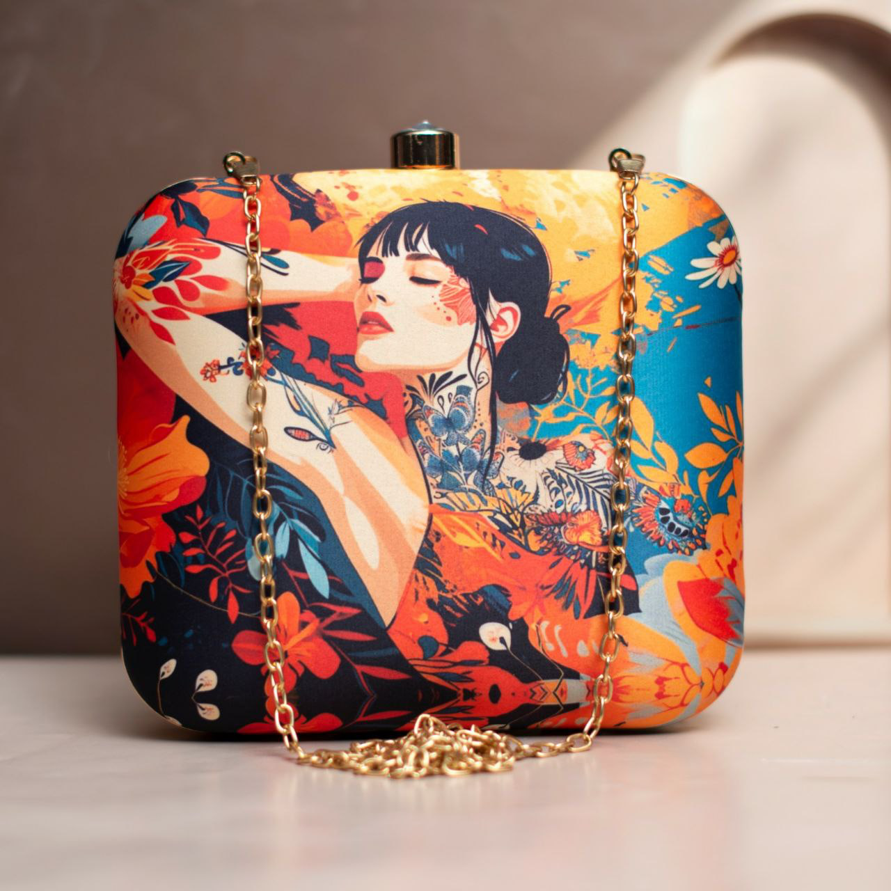 Glamourous Girl Printed Clutch