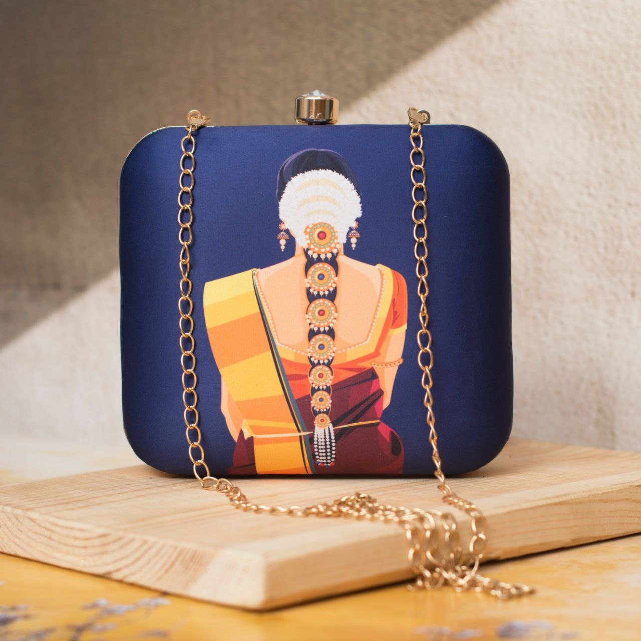 South indian Women Printed Clutch