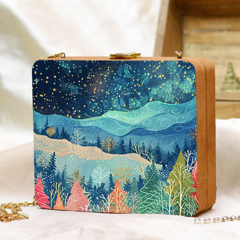 Starry Night Printed MDF Clutch