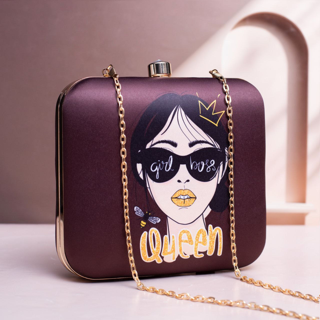 Sunglasses Girl Printed Clutch