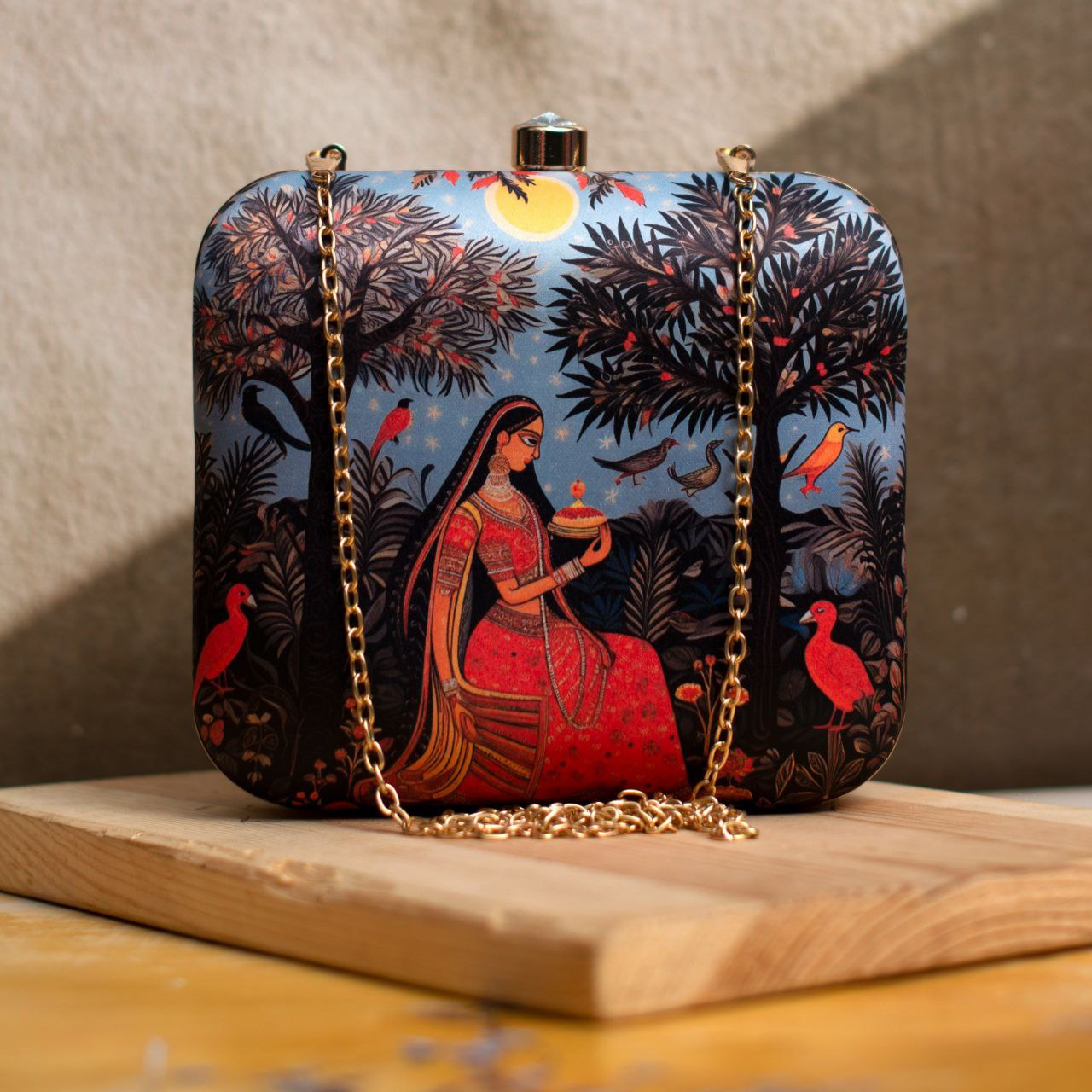 Woman In Garden Printed Clutch