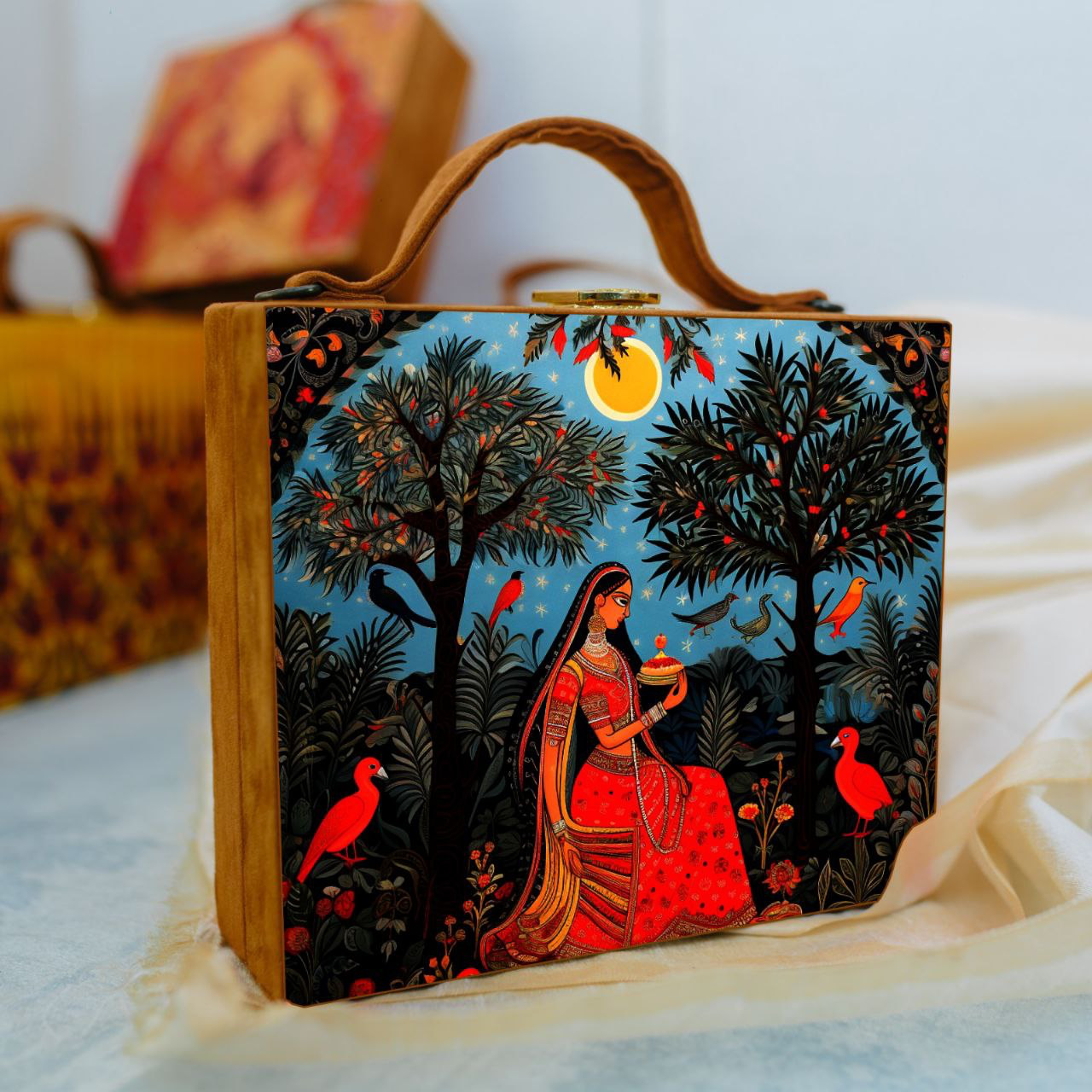 Women In Garden Printed Briefcase Clutch