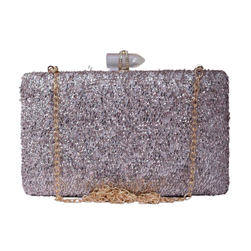 Pink Glittering Fabric Party Clutch