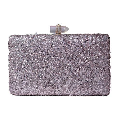 Pink Glittering Fabric Party Clutch