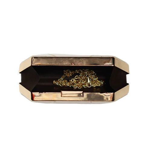 Acrylic MOP Cutout Hexagon Metal Clutch