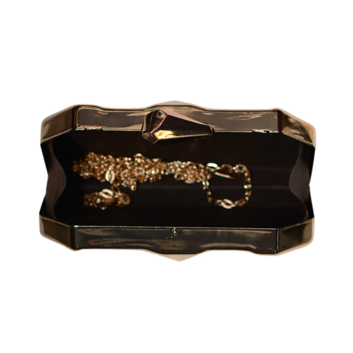 Metallic Gold Hexagon Metal Clutch