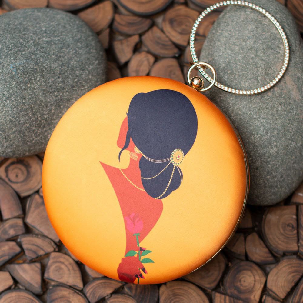 Women Floral Round Clutch