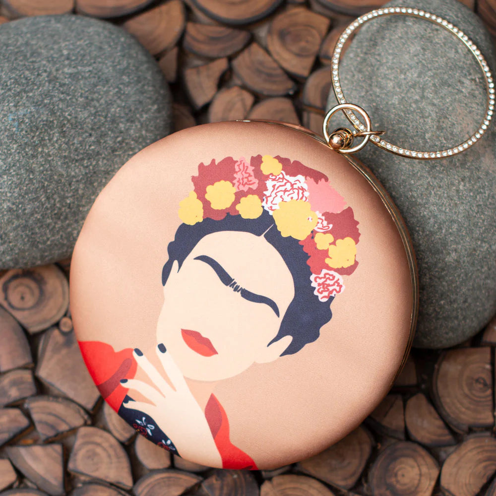 Frida Kahlo Round Printed Clutch