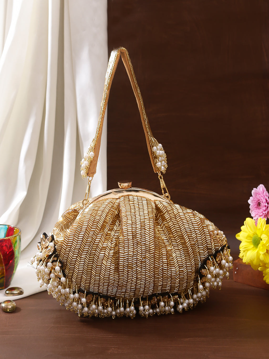 Majestic Gold Drape Clutch