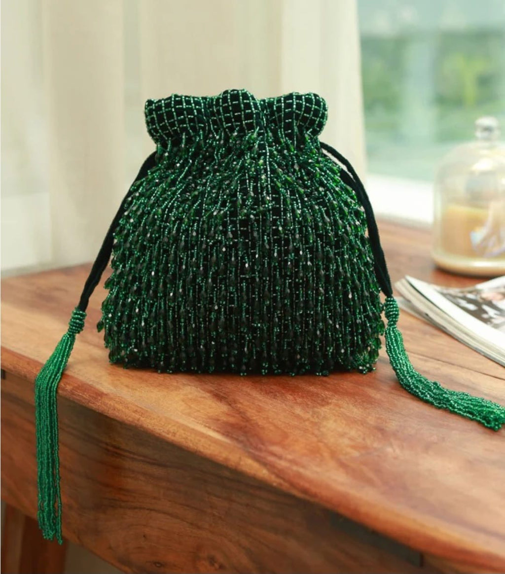 Designer Heavy Potli with Crystal Hangings