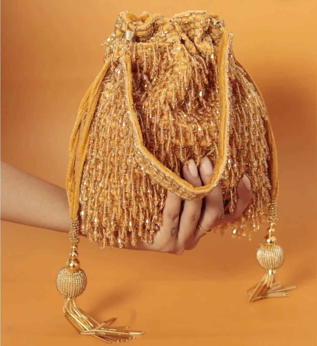 Designer Heavy Potli with Crystal Hangings