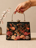 Wild Bloom Embroidered Box Clutch